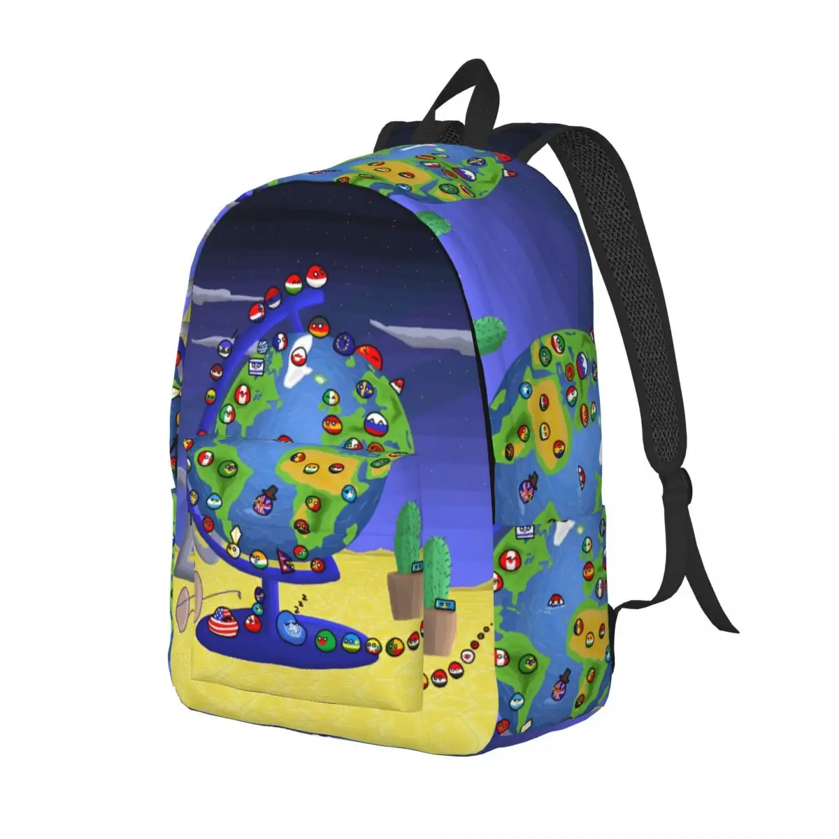 Countryball Cartoon for Teens Student School Bookbag Countries Earth Cute Daypack Elementary High College Lightweight