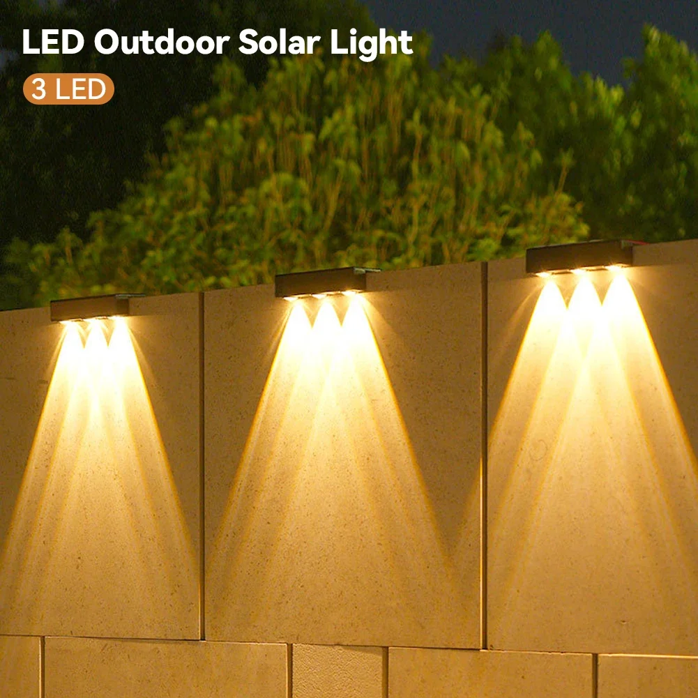 2/3led super brilhante luz solar ao ar livre parede ponto luz solar led lâmpada de parede ao ar livre à prova dwaterproof água decoração do jardim lâmpada