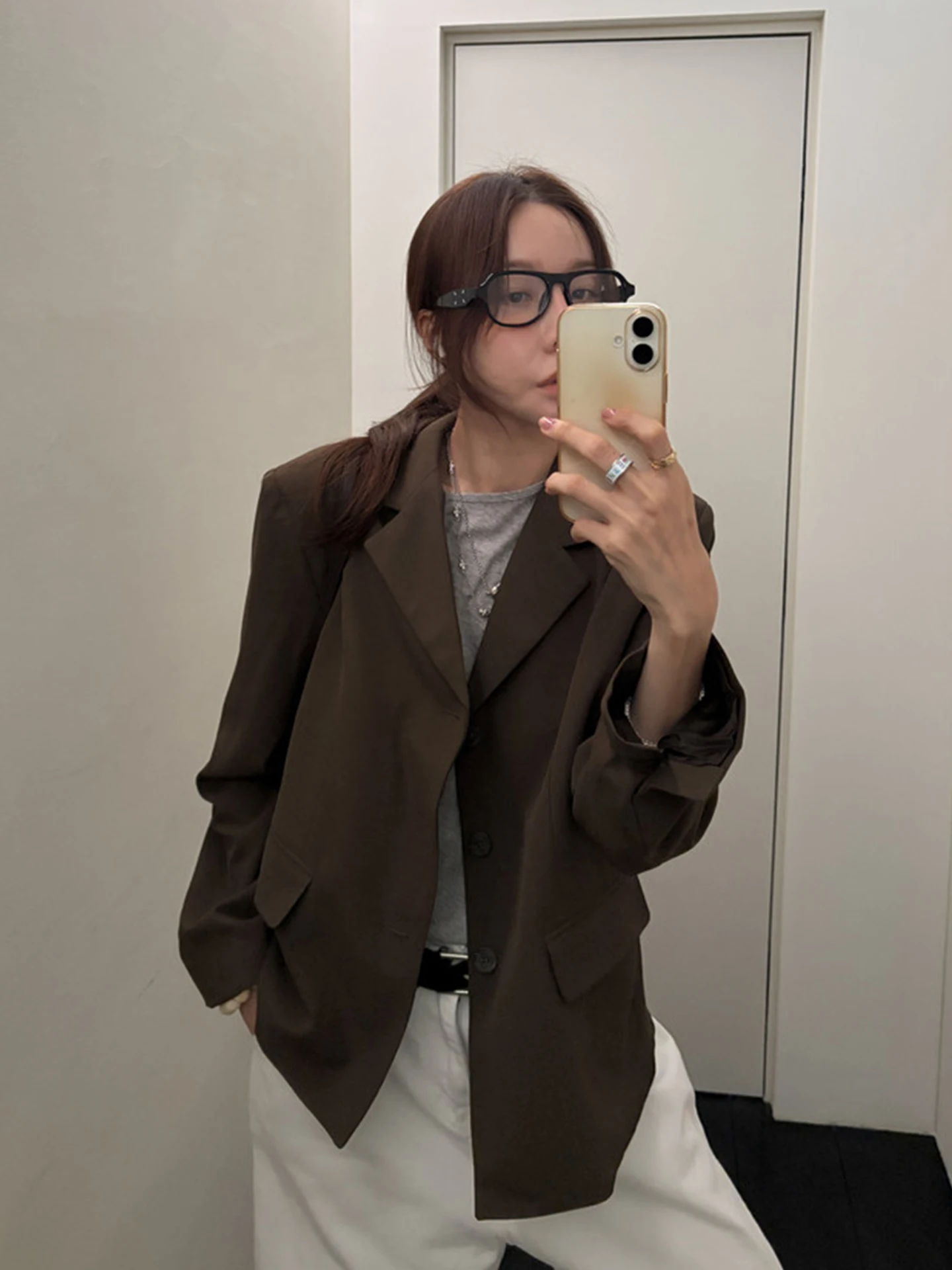 Elegant Long Sleeve Women's Suit Jacket Loose Casual Style Autumn Fashion High Quality Polyester Fiber Single Button Closure