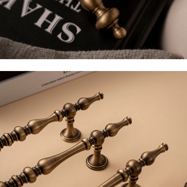 Antique brushed brass cupboard pull and furniture knob — supplier illustration 6