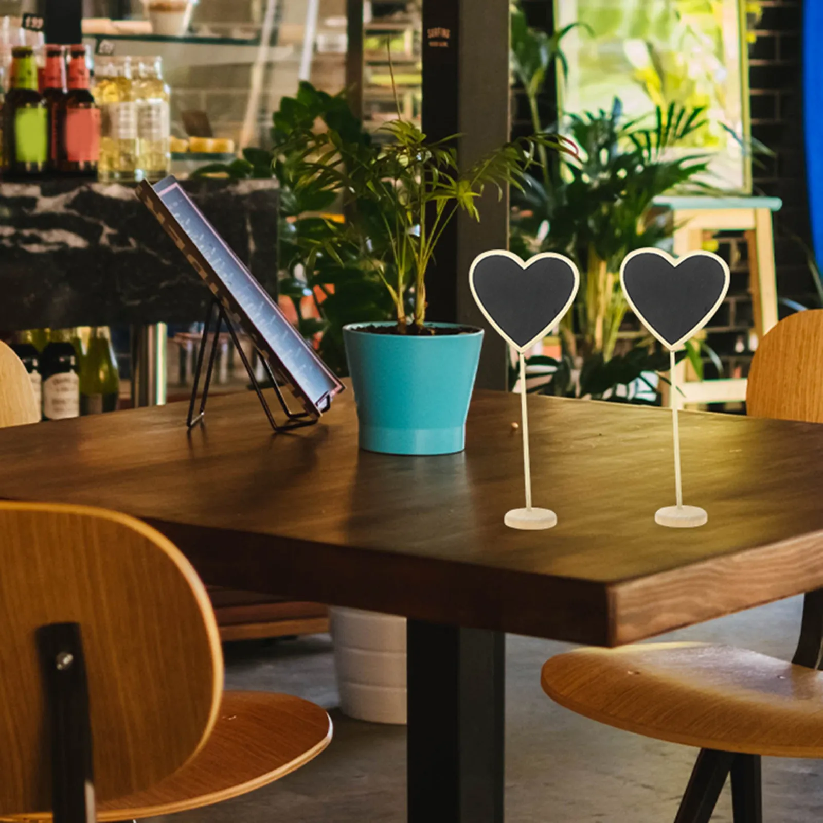 

12Pcs Small Heart Chalkboards Wooden Message Boards Easy Erase Desktop Blackboards for Weddings Christmas Party Kids Crafts