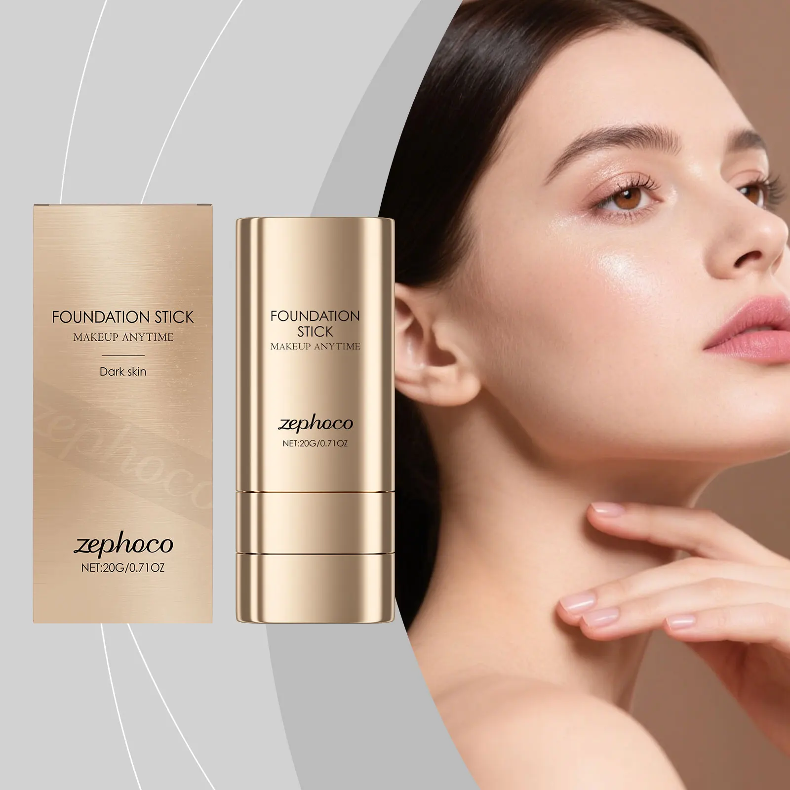 Stick per fondotinta 2 in 1 Stick per fondotinta con pennello Fondotinta multiuso a doppia testa Bastoncini per trucco Vestibilità lunga Finitura naturale