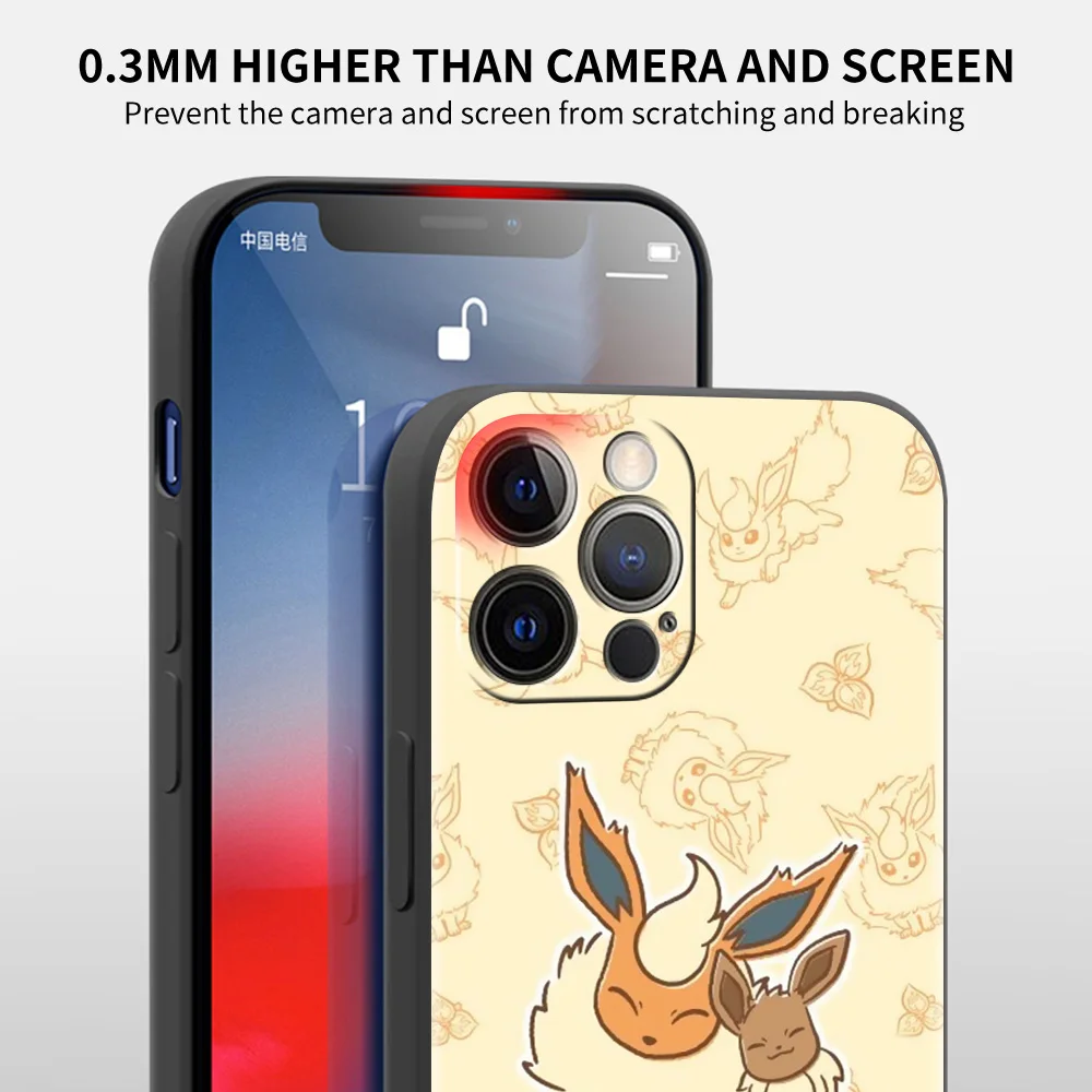 Case For Apple iPhone 13 12 15 Pro Max 11 XR SE 2022 7 8 Plus Phone Cover X Xs 6S 6 14 Soft Silicone Shell Anime Pokemon Eevee