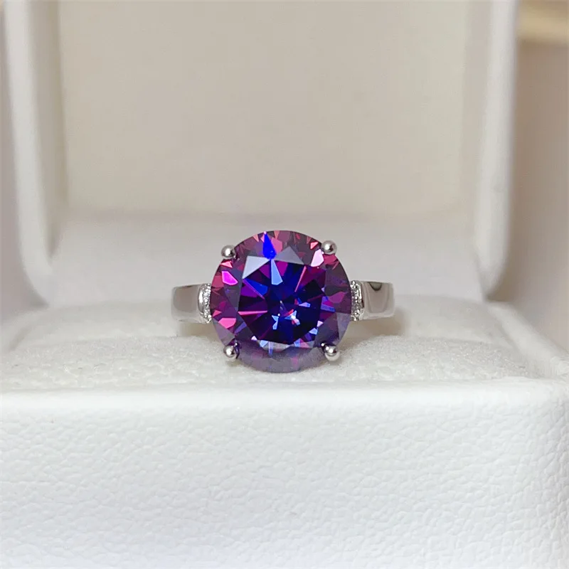 

Кольцо с фиолетовым бриллиантом классической огранки 8 сердец 8 фасонов для женщин, 5 карат, муассанит, платина PT950, точная огранка, сильное преломление света