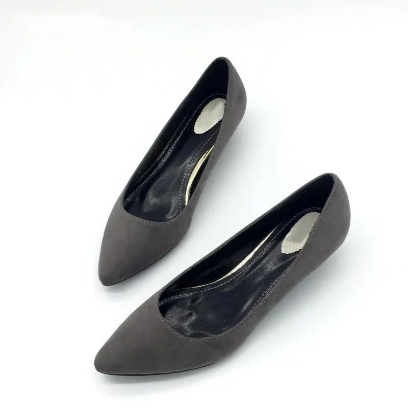 CEYANEAO Sexy Women Low Heel Pumps Spring Autumn Flock Plain Shallow Slip On Female Pumps Shoes Ladies Casual Single Shoes