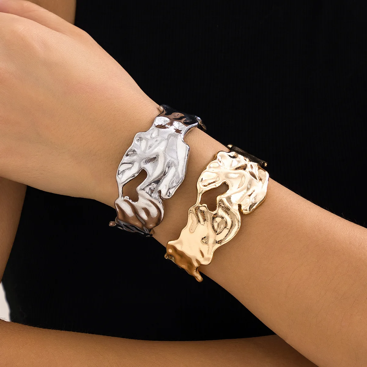Creative Irregular Liquid Metal Necklace, Earrings & Bracelet Set