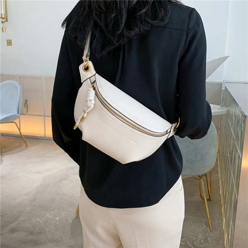 Women Waist Packs White Purse Leather Fanny Letter Belt Bags Shoulder Messenger Female Wallet Fashion Chest Crossbody Bag Pouch