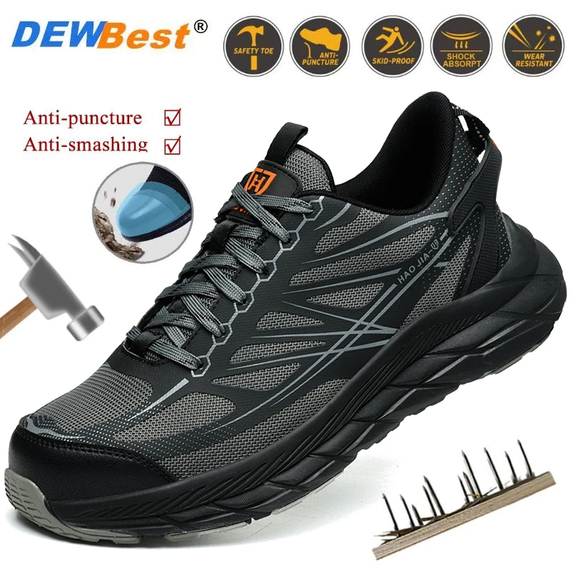 Men's Steel-Toe Shoes: Impact-Resistant, Puncture-Resistant, Safety Work Shoes, Non-Slip, Men's Style, Breathable for Summer