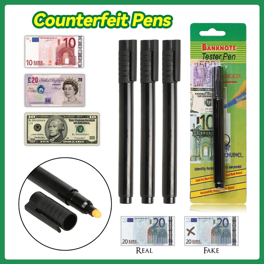 Black Plastic Counterfeit Bill Detector Pocket Size Fake Money Detector Portable for Money Test