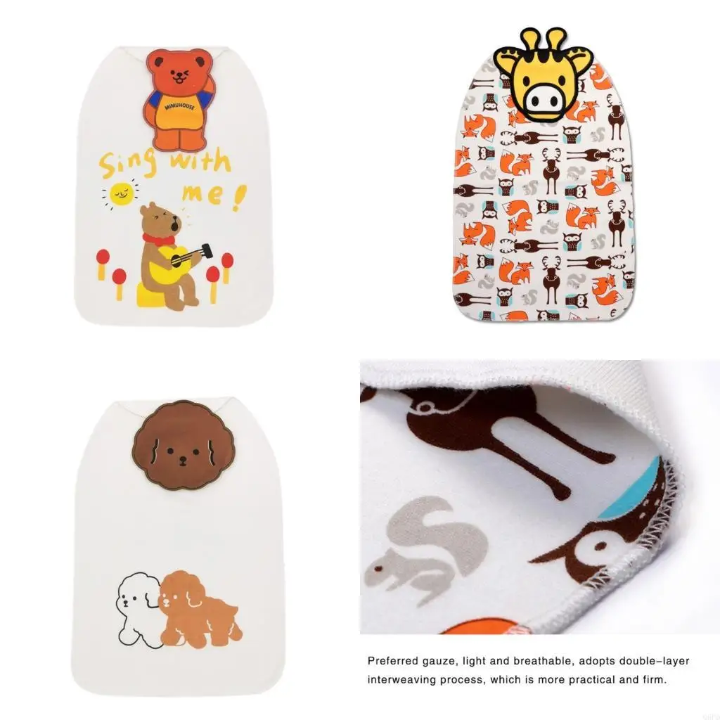 

Baby Backrest Towel Cartoon Pattern Sweat Absorbent Back Towel Wet Pad Cloth