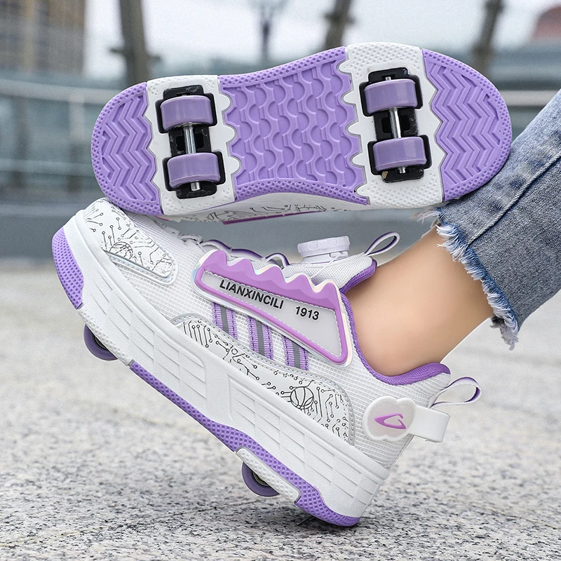 children's-crazy-run-shoes-roller-skates-girls'-popular-four-wheel-crazy-run-shoes-student-invisible-wheel-sports-shoes