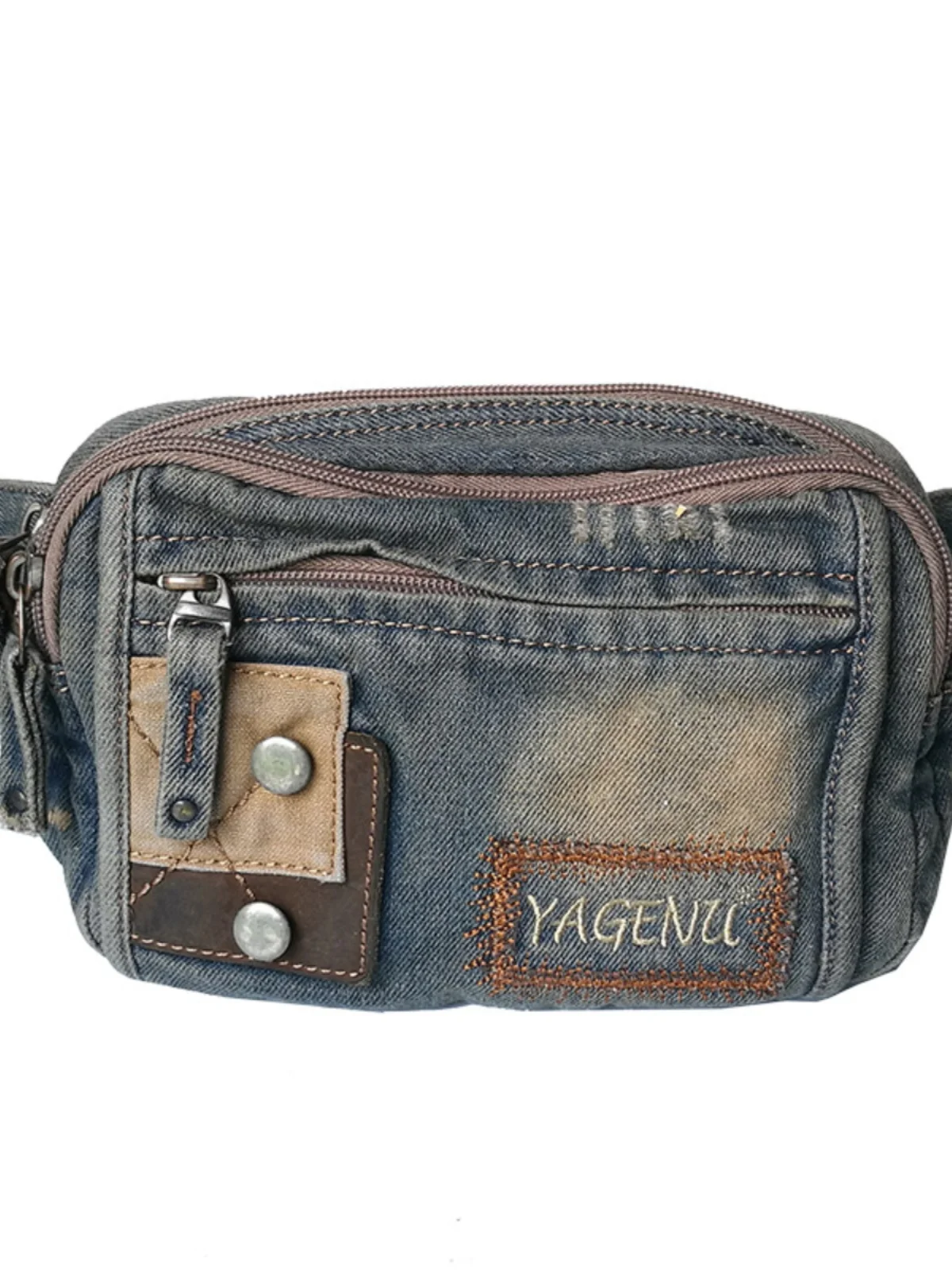 Retro Denim Single Shoulder Bag Casual Canvas Crossbody Bag for Men And Women Small Fashionable Waist Bag Multifunctional