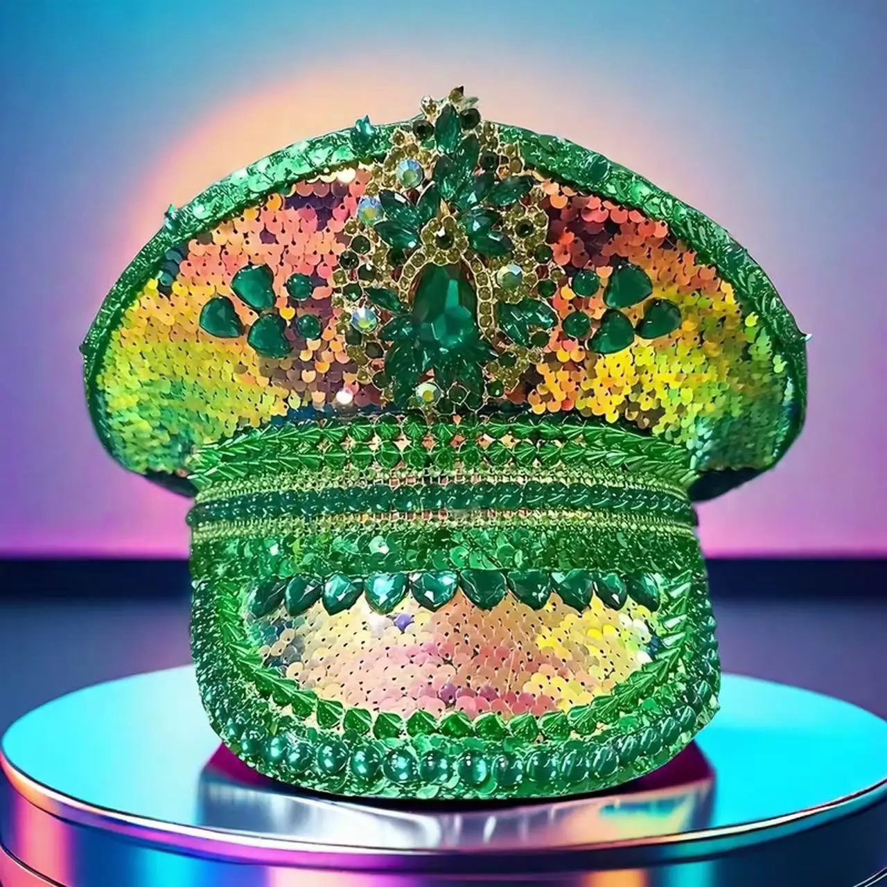 

HongLuan Halloween Costume Hat, Captain Hats Rhinestone for Burning Man Festival Woman, Cosplay Female Accessories