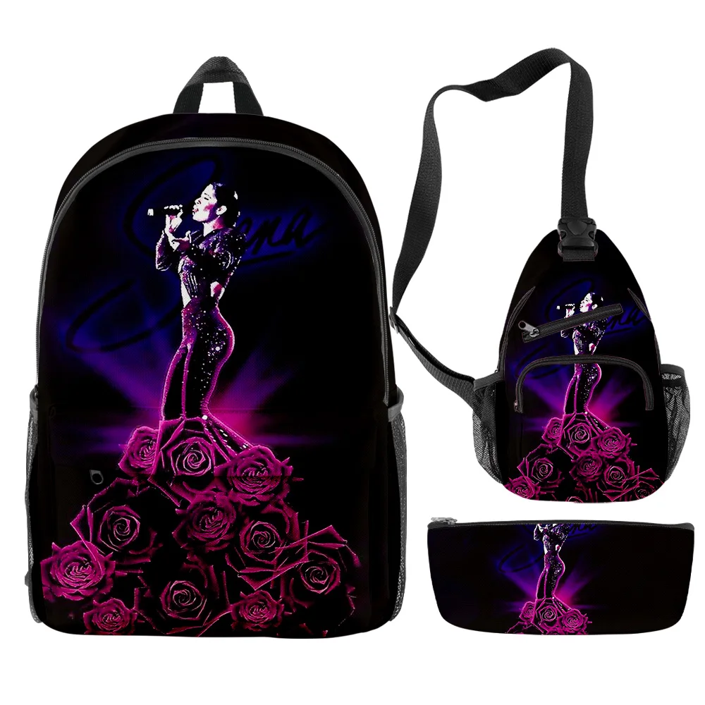 

Hip Hop Popular Selena Quintanilla Singer 3D Print 3pcs/Set pupil School Bags Travel Laptop Backpack Chest Bag Pencil Case