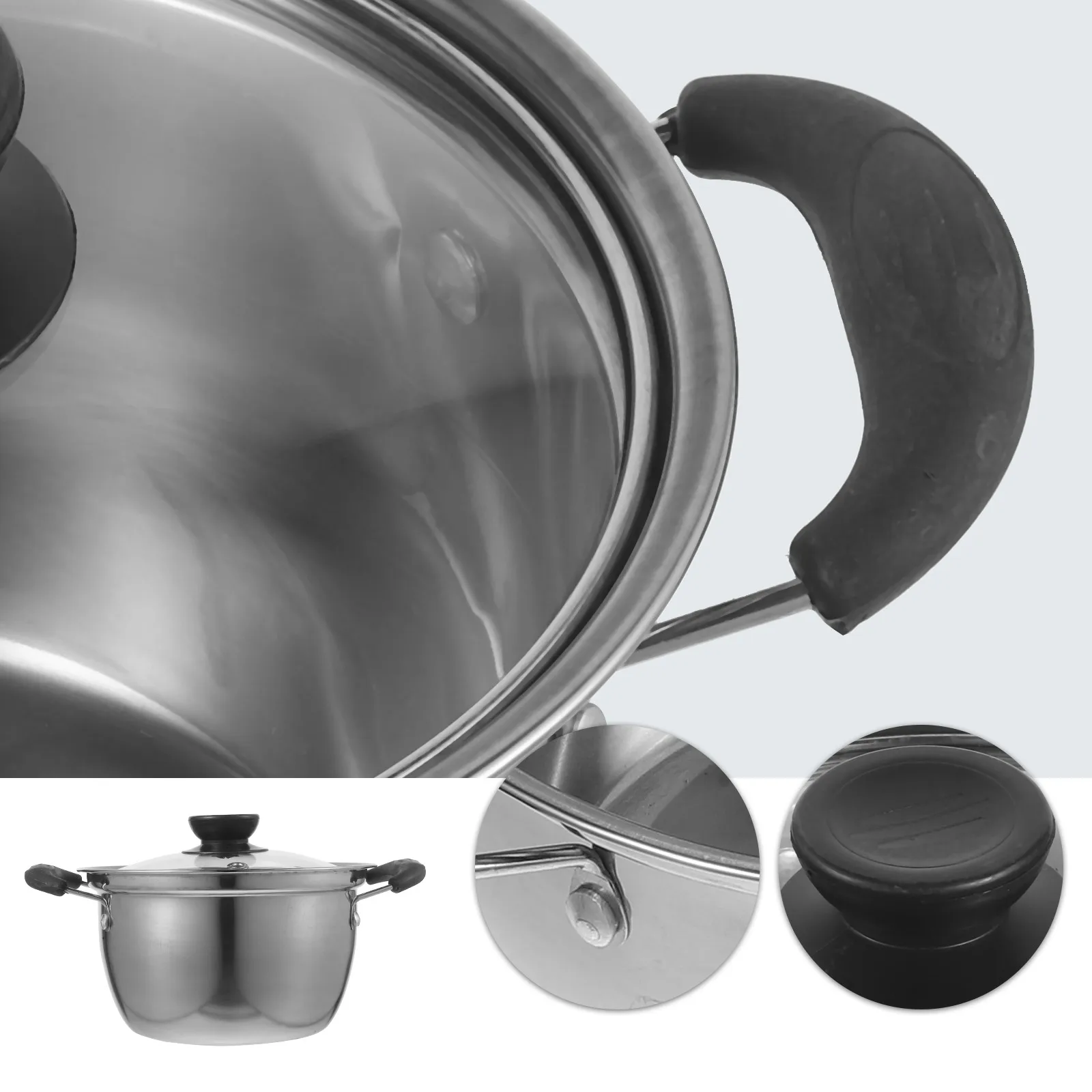 

Stainless Steel Soup Pot 16cm Black Ear Single Layer Efficient Cooking Pots Saucepan Kitchen Stock Pot Easy Clean Anti