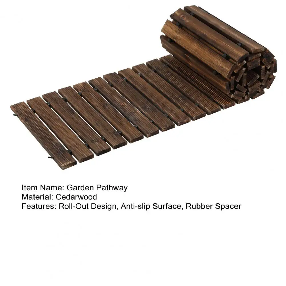 

8/12FT x 43cm Wooden Garden Pathway Outdoor Roll Out Walkway Pathway Wooden Garden Bridge Walking Passage for Patio Backyard