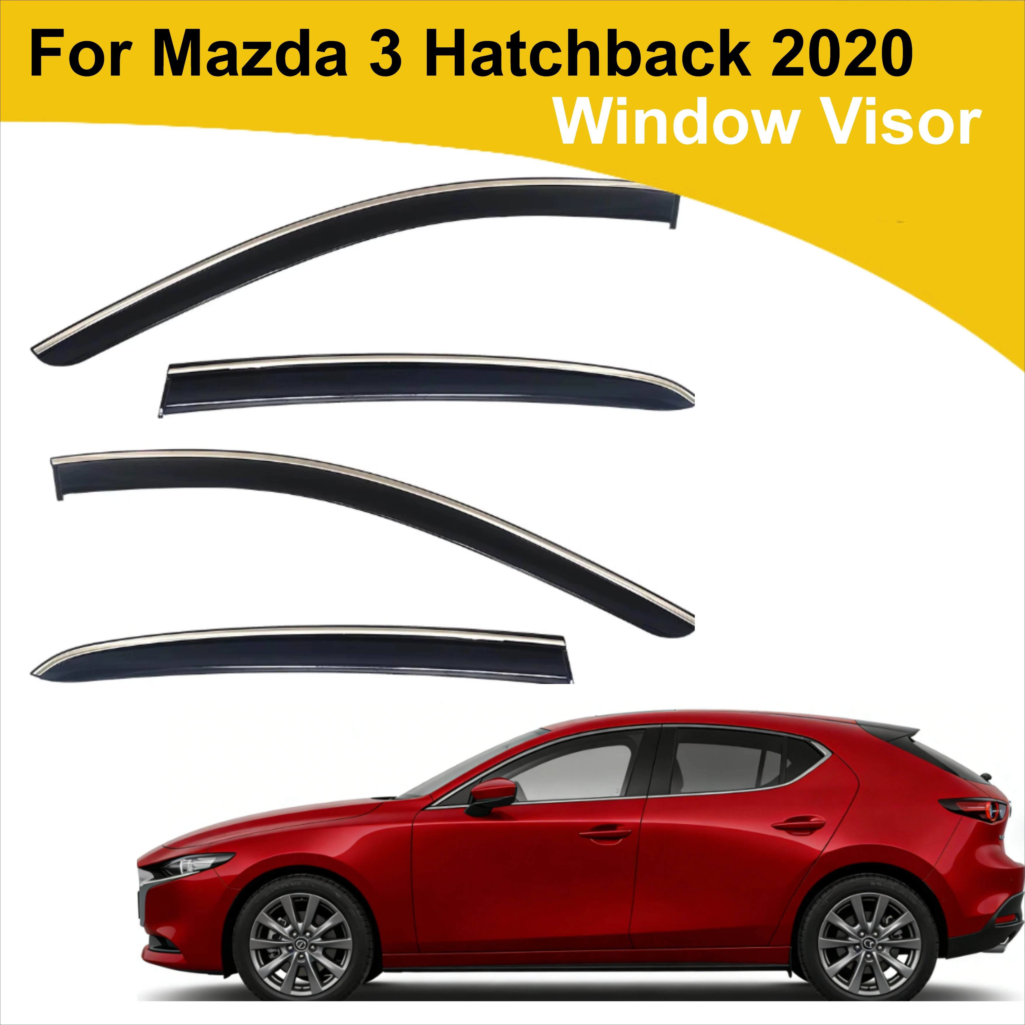 For Mazda 3 Hatchback 2020 Car Rain Guard Wind Deflector Weather Shield Sun Visor Exterior Accessories