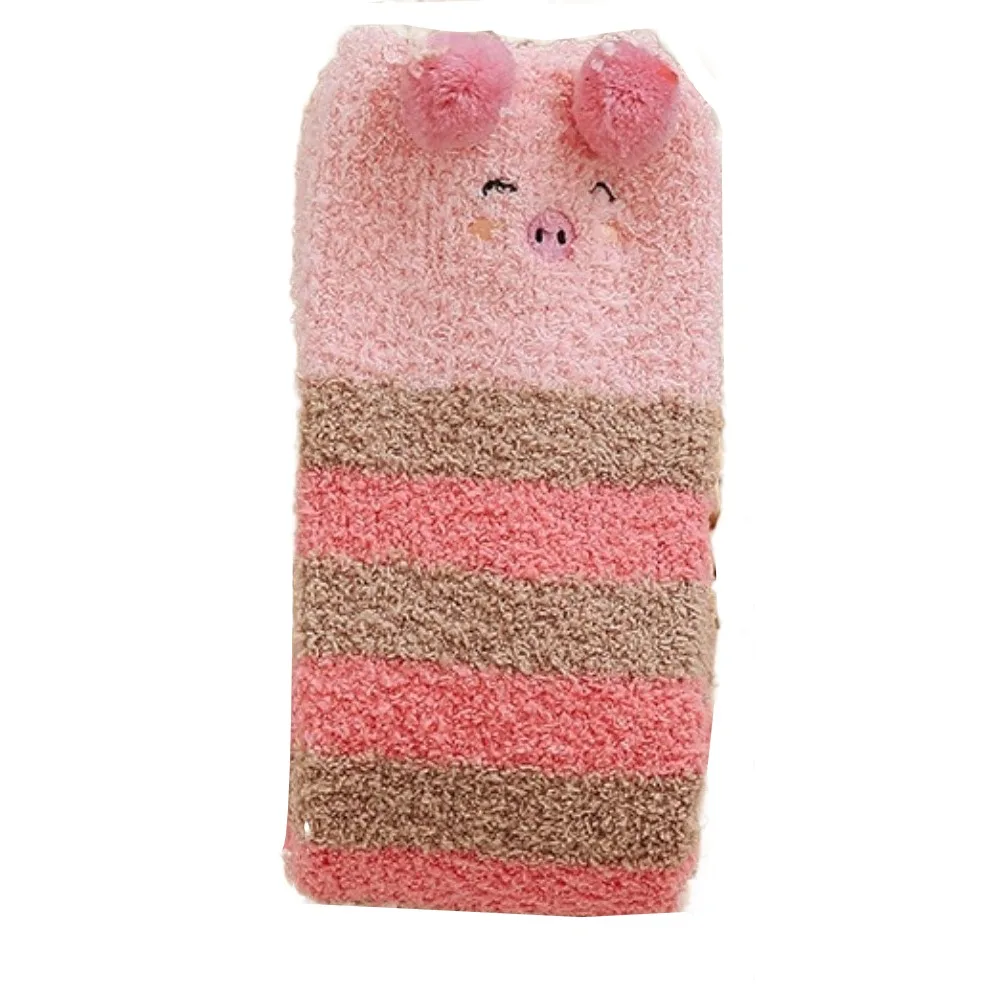

Kawaii полосатые носки выше колена с рисунком медведя, теленка, снежные носки JK, утепленные зимние чулки для женщин и девочек