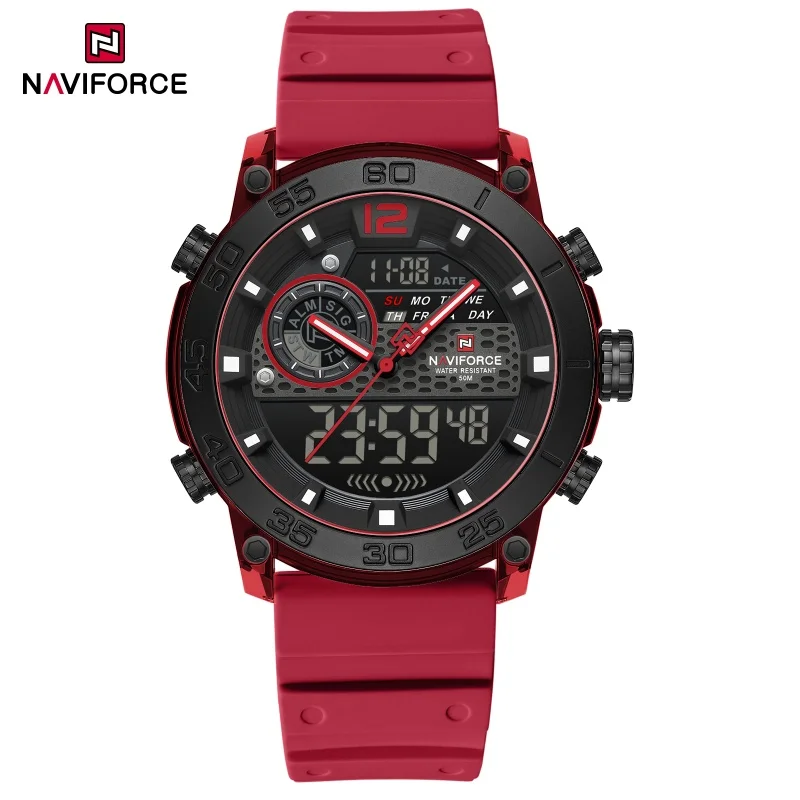 

NAVIFORCE 6104 модные спортивные электронные кварцевые часы мужские светящиеся уличные повседневные цифровые часы с календарем для мужчин reloj hombre