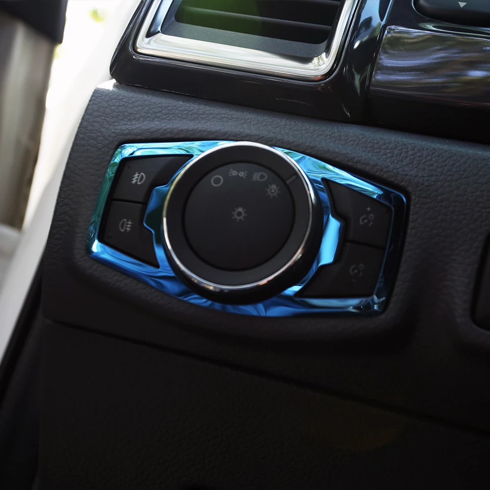 Car Headlight Switch Knob Panel Cover Trim Sticker for Ford Fiesta MK7 Ecosport Figo Focus 3 Kuga Escape KA Accessories