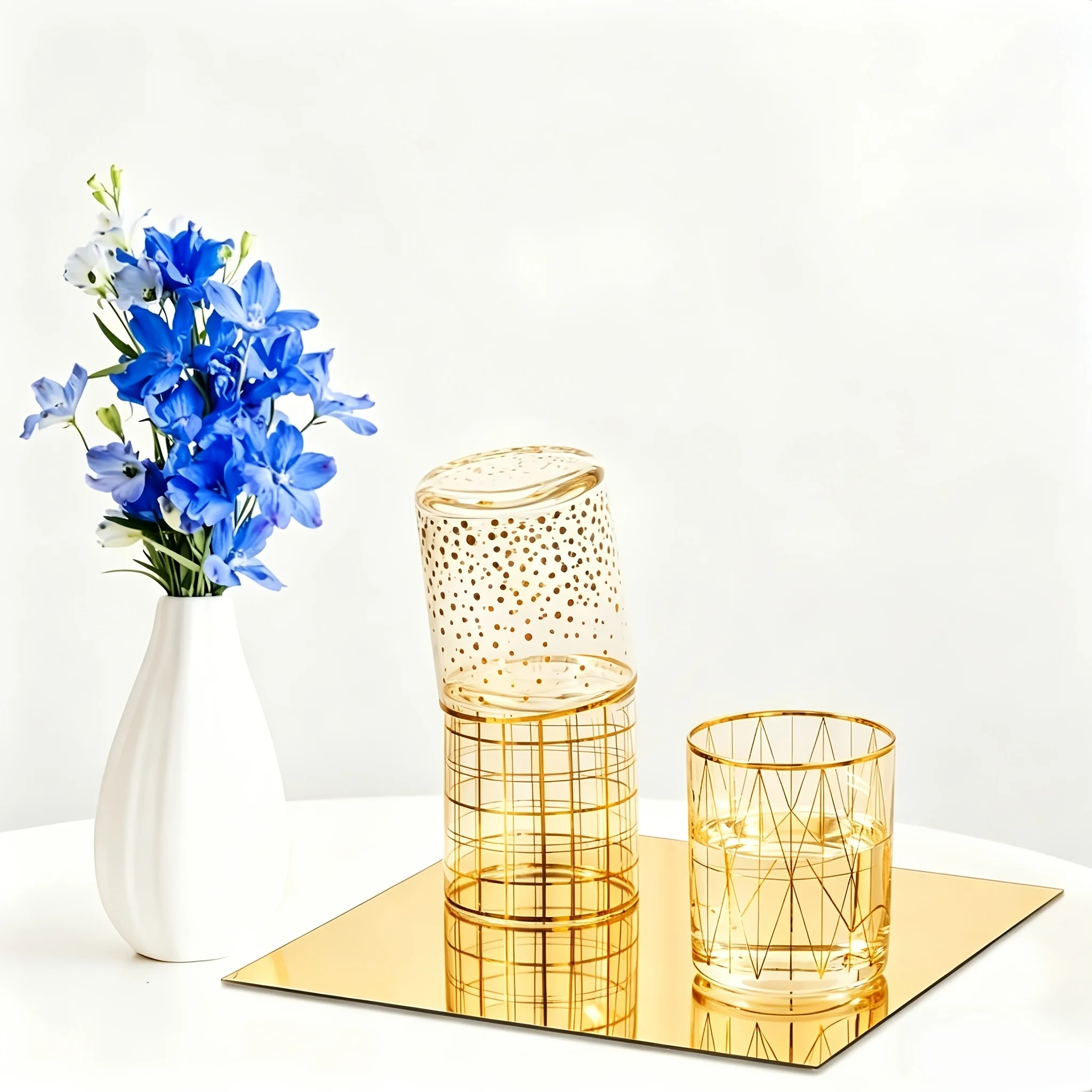 Classic 6pcs 20x20cm Cost-effective Acrylic Mirror Trays Elegant Vanity Organizer Bathroom Hotel Tray Party Decor DIY-friendly