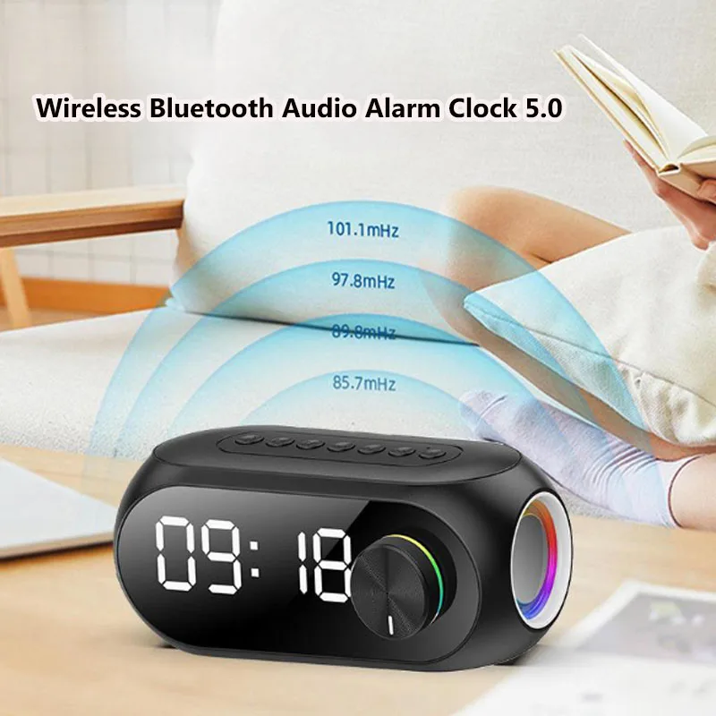 Wireless Speaker With Clock LED Digital Clock USB Rechargeable Dual Alarm Radio With Snooze Clock Multifunction Music Playback