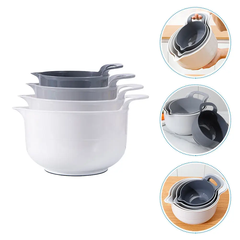 

4Pcs Kitchen Mixing Bowl Set Large Reusable Salad Bowls for Baking Serving Stackable Food Storage Soup Dessert Snack Bowl
