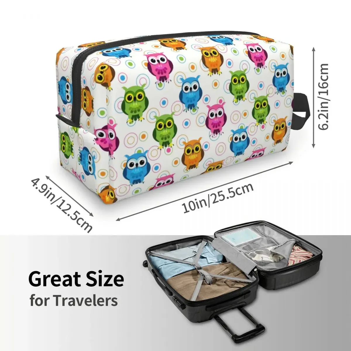 Travel Cartoon Owl Toiletry Bag Portable Lovely Makeup Cosmetic Organizer Women Beauty Storage Dopp Kit Case