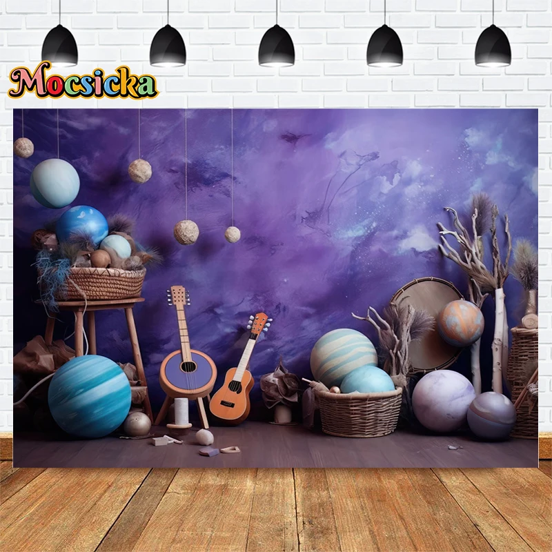 Mocsicka Photography Backgrounds Musical Instruments Bohemian Purple Backdrop Holiday Party Adults Kids Portraits Photo Studio