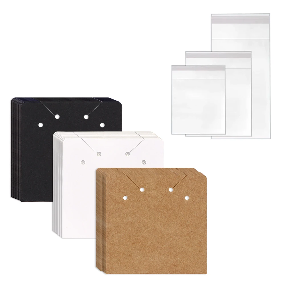 33 Types 50Pcs Square Kraft Cardboards Jewelry Display Card for Earring Label Holder Stand Small Business Packaging Wholesale