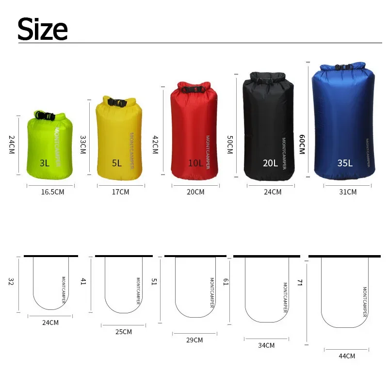 Ultralight Dry Sack 3/5/10/20/35L Drifting Swimming Lightweight Dry Storage Bag Waterproof Rafting Kayaking Outdoor Sport Bag