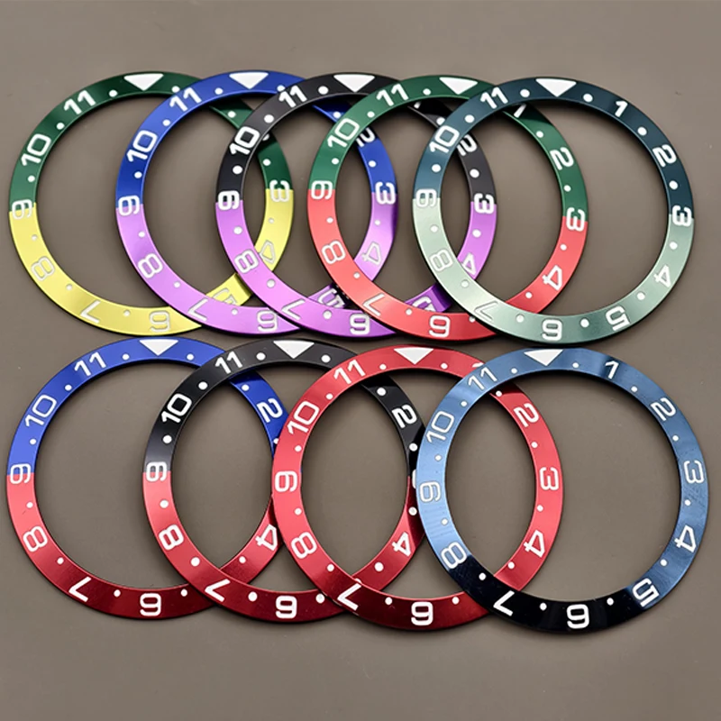 

38mm Curved Aluminum Bezel Insert Ring Fits For SRPD GMT SUB SKX007 SKX009 Watch Case NH35 NH36 Movement Men's Watch Refit Part