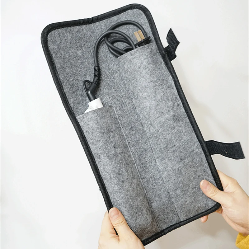 Sac de rangement pour fer à friser et lisseur, mallette de transport, degré de chaleur, rangement pour bigoudi