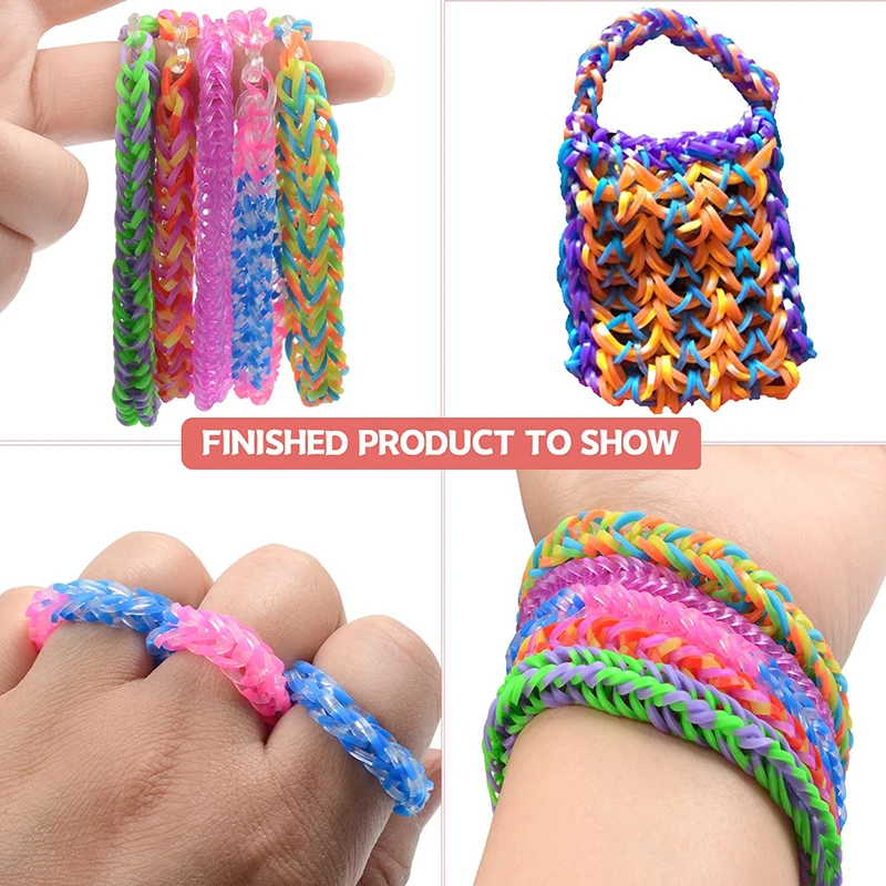 Buntes Loom Bands Set Bonbonfarben Armband-Bastelset DIY Gummiband Gewebtes Armband-Set Mädchen Bastelspielzeug Geschenke