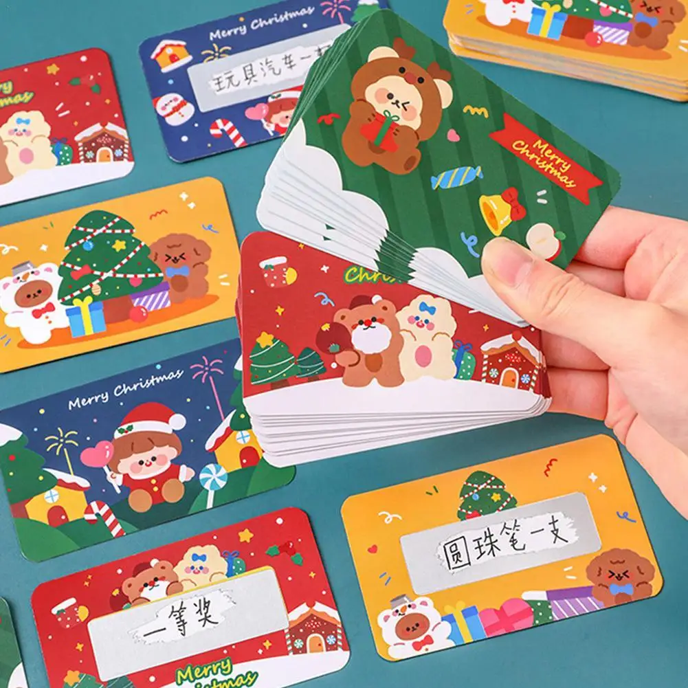 

Christmas DIY Lucky Scratch Creative Cartoon Primary School Student Couple Handwritten Gift Wish Card Scratch Card