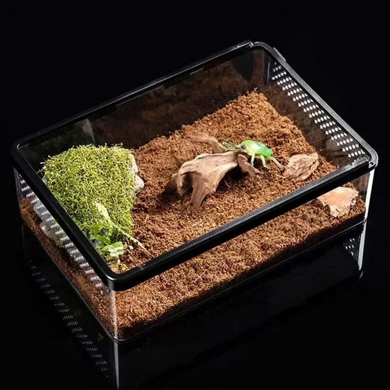 Transparent Reptile Feeding Boxs Amphibian Insect Reptile Breeding Box Ventilated Hatching Container Reptile Terrarium Tanks