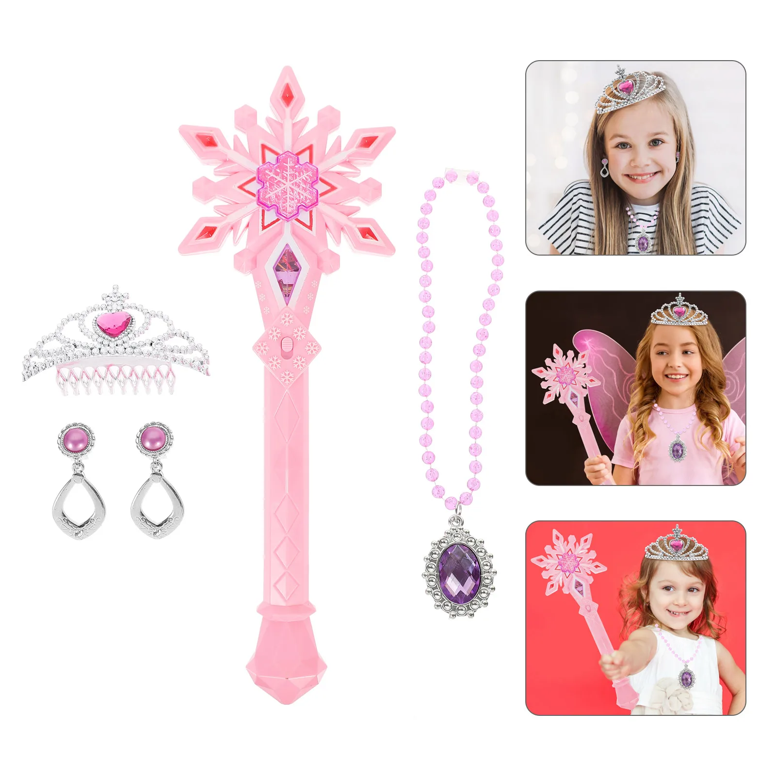 

Delicate Kid Performance Costume Glowing Fairy Wand Snowflake Stick Princess Accessories Girls Birthday Gift Fairy