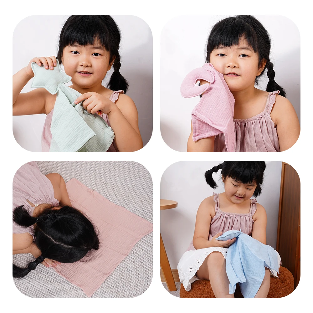 Elinfant 100% Cotton Muslin Baby Comfort Towel ,Moon & Star Gauze Baby Towel,Soothing Towel For Boys and Girls