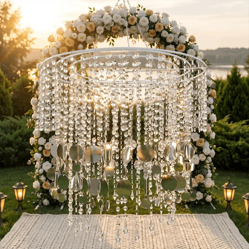 

4-10pcs Luxury Crystal Pendant Ceiling Arch Chandelier for Wedding Stage Party Event Decorations Hall Hangings Backdrops Props
