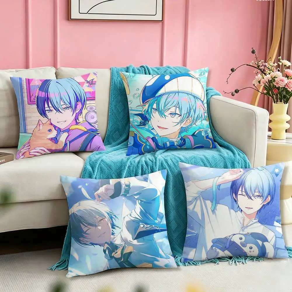 Cosplay Singer Cartoon Aoyagi Toya Pillow Case Square Double-Sided Sofa Cushion Cover Bedroom Bedside Pillow