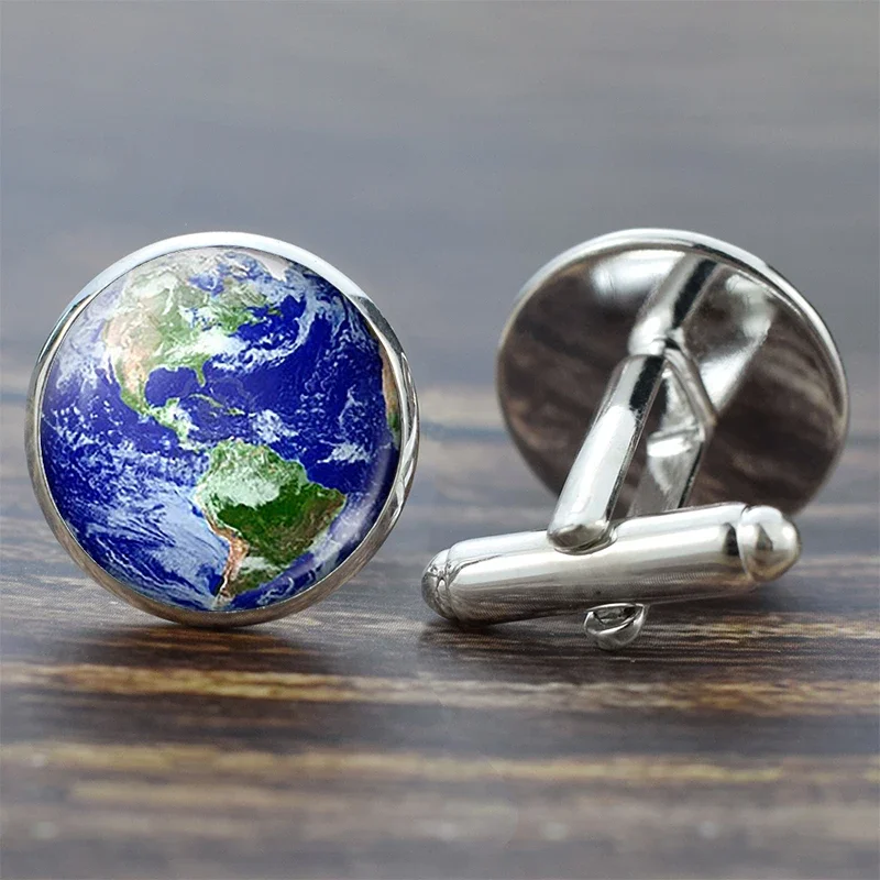 Earth World Map Globe Cufflinks for Mens Cuff Button Americas Europe Map Cuff Links Wedding Cufflinks Men Fashion Jewelry