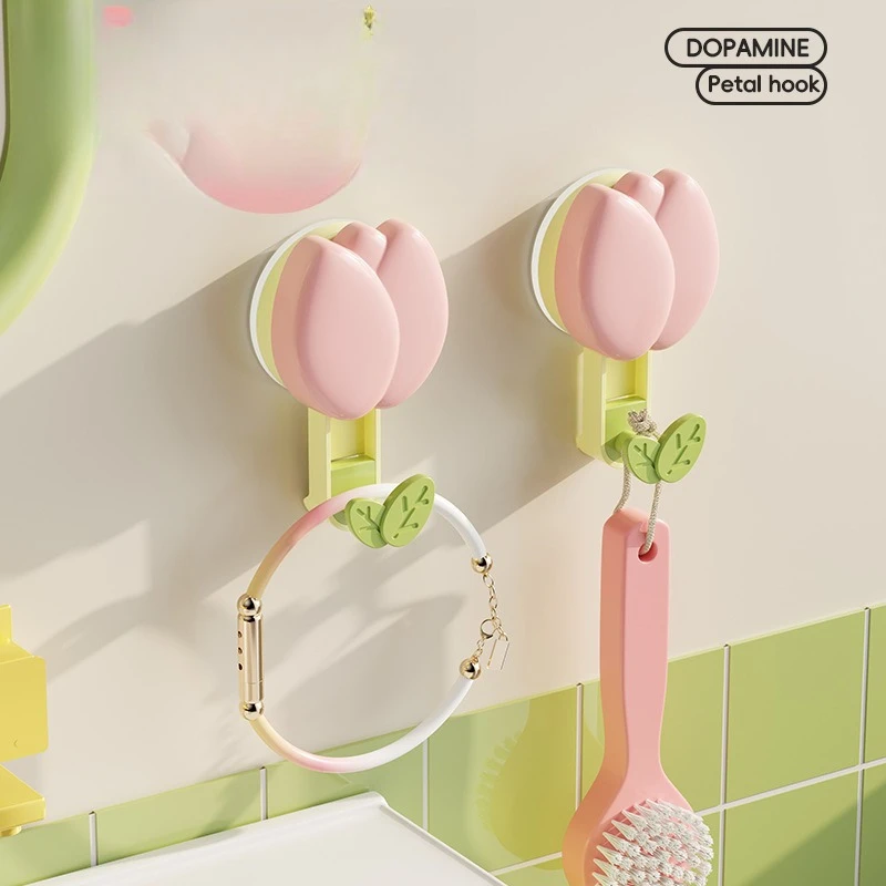 Tulip Suction Cup Hooks, Strong Vacuum Punch-Free Adhesive Hooks & Towel Racks
