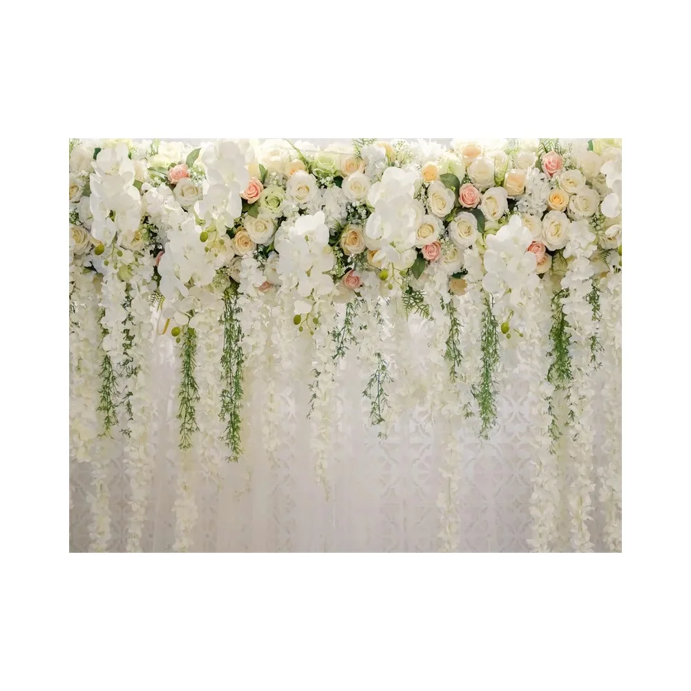 

Green Leaves Flowers Photography Backdrop Floral Reusable Wedding Hanging Banner Celebrate Poster Photo Props Photo Studio