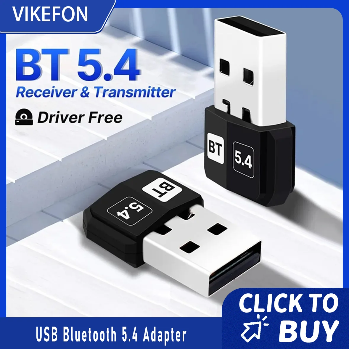 

USB Bluetooth 5.4 Adapter Audio Dongle Adapter Mini USB Wireless Receiver/Transmitter For PC/Laptop Driver Free For Win10/11