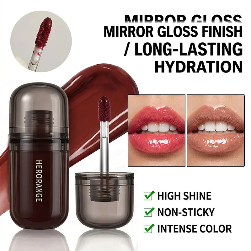 Herorange Glossy Lip Gloss Hydrating Plump Non Sticky Long Lasting Transfer Proof for Yellow Skin Tone Affordable