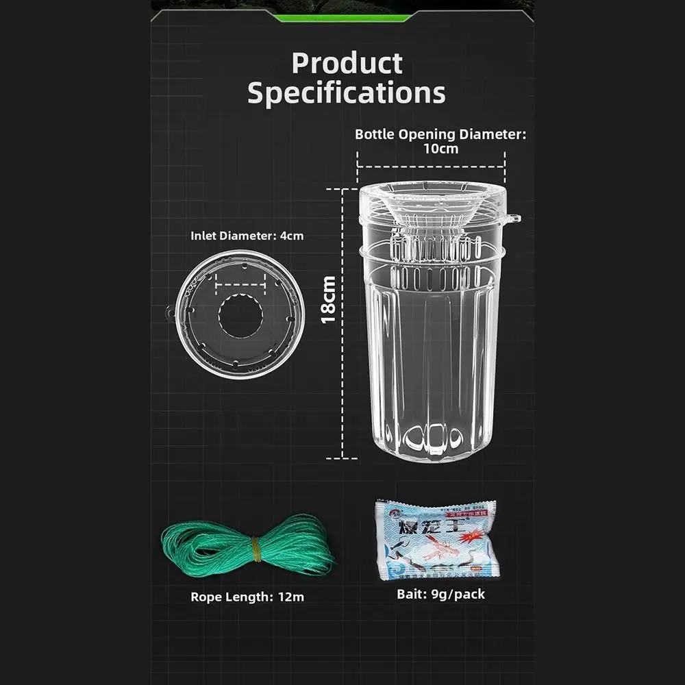 Ribbed Design Fishing Pail Tall Structure Plastic Material Transparent Pail Funnel Shape Transparent Material Funnel Pail