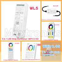 5 in 1 Miboxer Smart LED Strip Controller Waterproof IP67 WL5-WP/Non-waterproof WL5 (WiFi+2.4G) LED Controller DC 12V-24V B8 