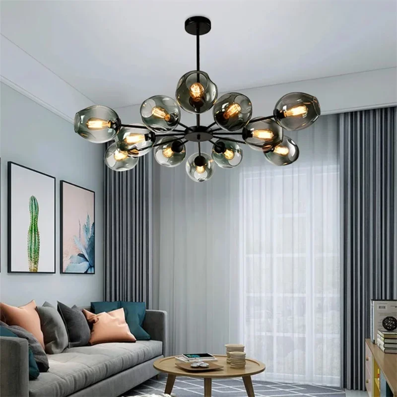 

Glass LED Chandelier For Living Room Dining Food Tables Kitchen Bedroom Pendant Lights Home Decor Hanging Light Fixture
