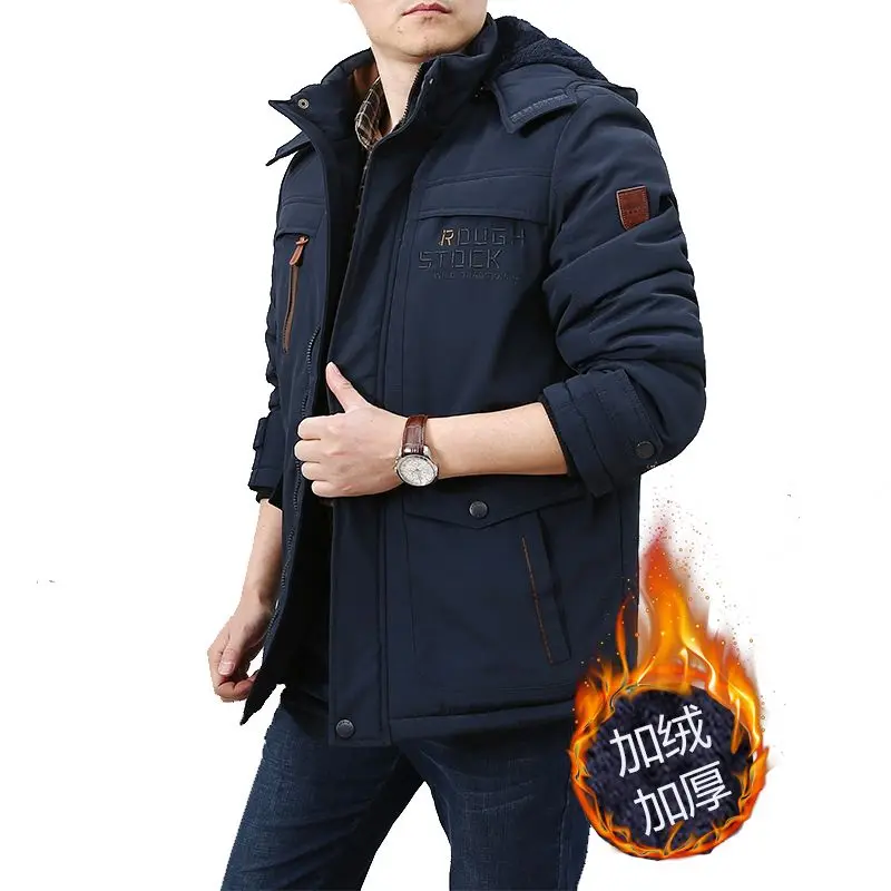 Tactical Military Fleece Bomber Jacket Winter Large Men Clothing Windbreaker Hooded Waterproof Outdoor Trench Coat Pocket Zipper