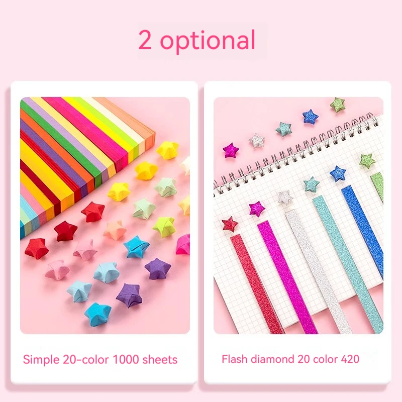 480/1000/2000pcs Colorful Papers Lucky Star DIY Handmade Origami Paper Strips Decor Folding Paper for Arts Crafting Supplies